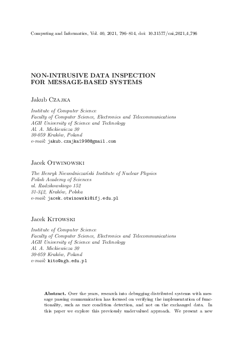 (PDF) Non-Intrusive Data Inspection for Message-Based Systems