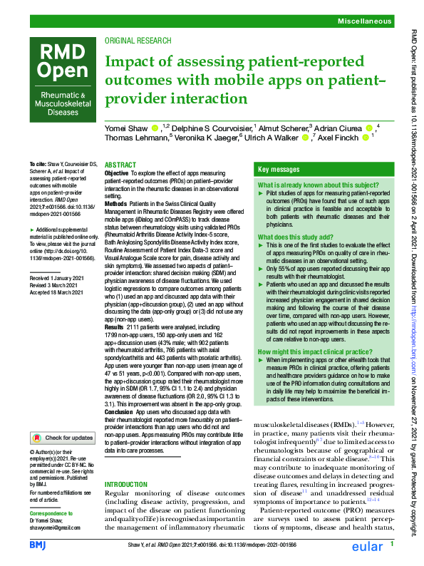 (PDF) Impact of assessing patient-reported outcomes with mobile apps on ...