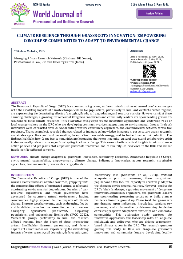 (PDF) CLIMATE RESILIENCE THROUGH GRASSROOTS INNOVATION: EMPOWERING ...