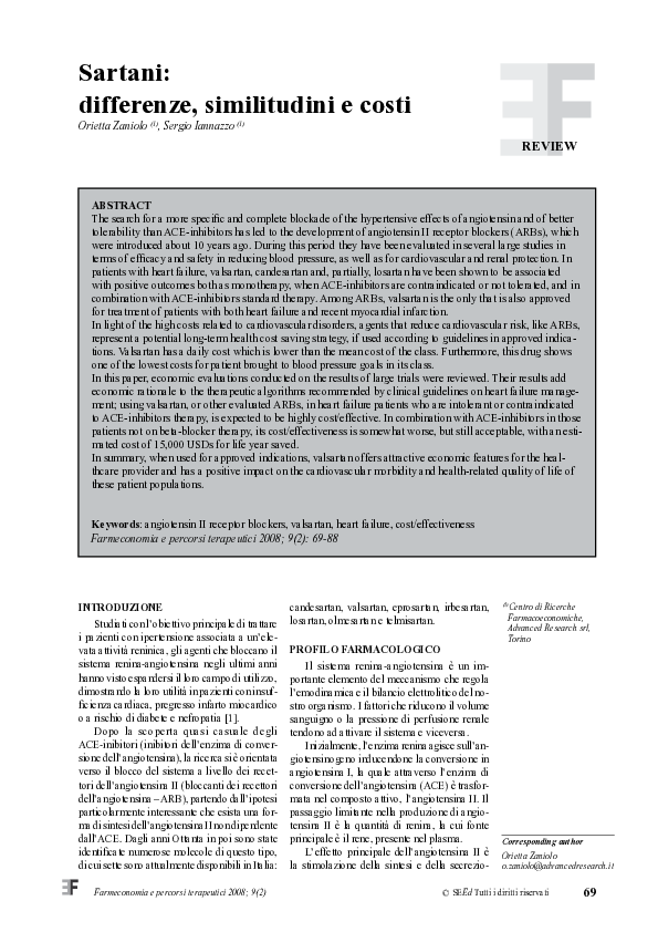 (PDF) Sartans: differences, similitudes and costs
