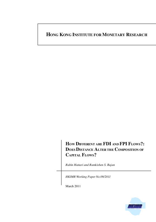 (PDF) How Different are FDI and FPI Flows?: Does Distance Alter the ...