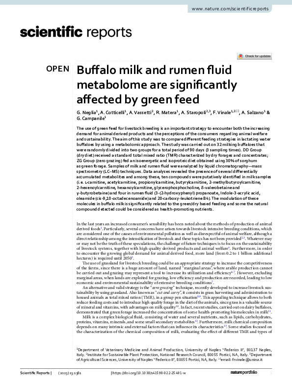 (PDF) Buffalo milk and rumen fluid metabolome are significantly ...