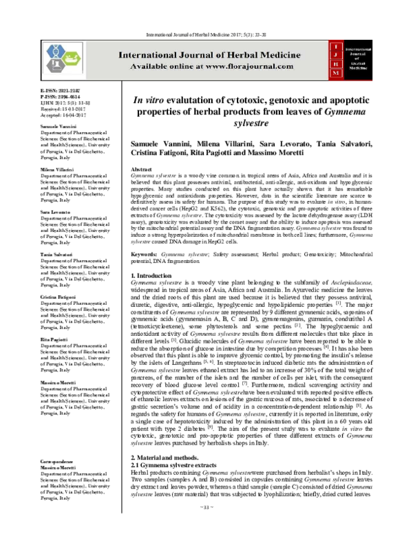 (PDF) In vitro evalutation of cytotoxic, genotoxic and apoptotic ...