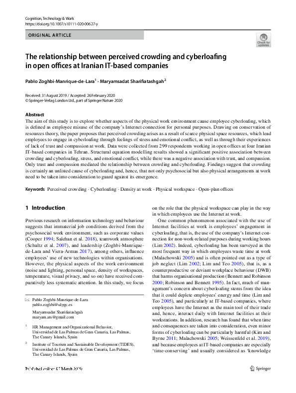 (PDF) The relationship between perceived crowding and cyberloafing in ...