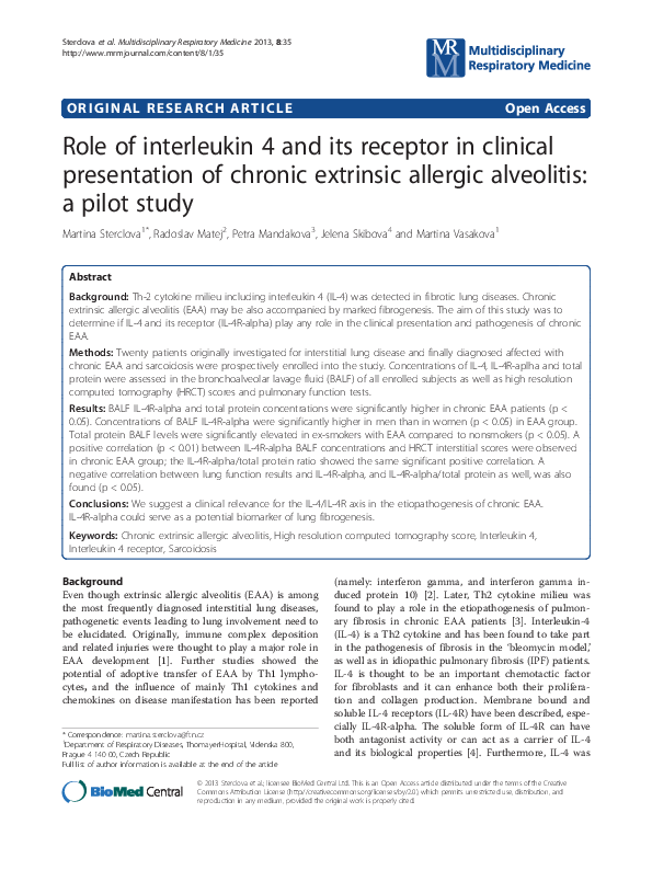 (PDF) Role of interleukin 4 and its receptor in clinical presentation ...