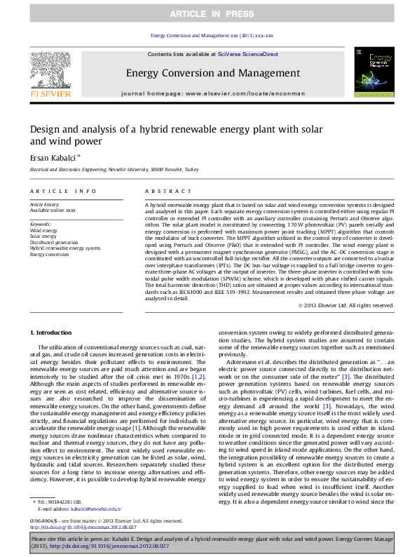 (PDF) Design and analysis of hybrid renewable energy system: A review