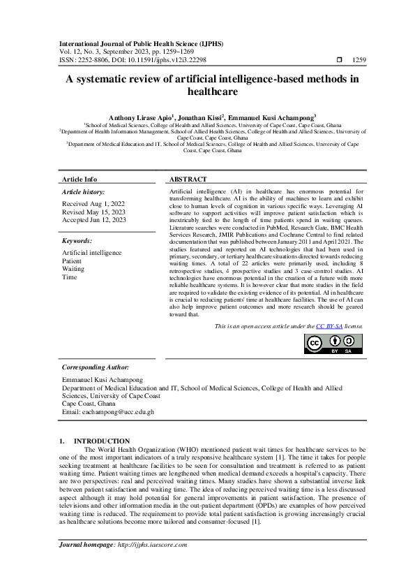 (PDF) A systematic review of artificial intelligence-based methods in ...