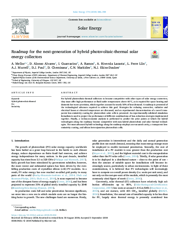 (PDF) Roadmap for the next-generation of hybrid photovoltaic-thermal ...