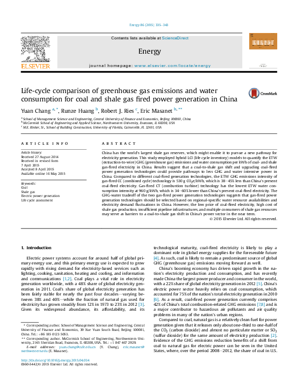 (PDF) Life-cycle comparison of greenhouse gas emissions and water ...