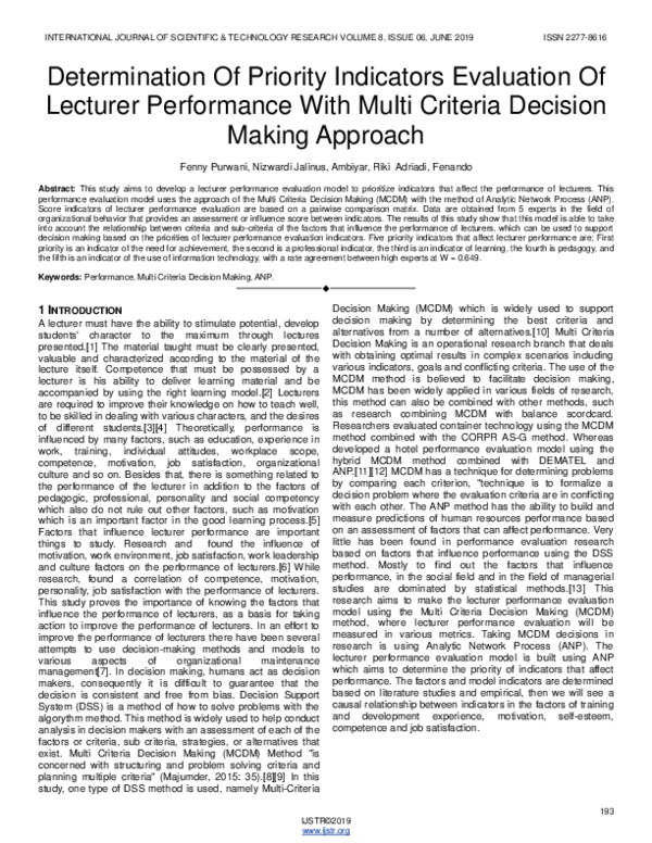 (PDF) Determination Of Priority Indicators Evaluation Of Lecturer ...