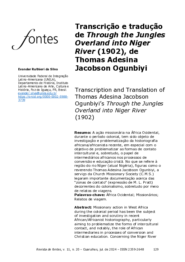 (PDF) Transcrição e tradução de Through the Jungles Overland into Niger ...