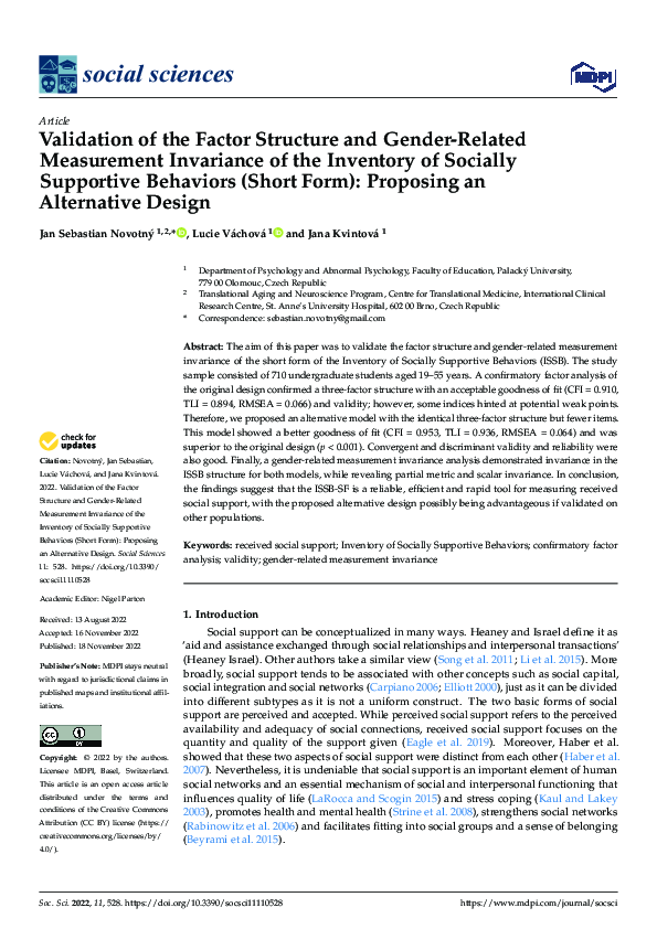 (PDF) Validation of the Factor Structure and Gender-Related Measurement ...