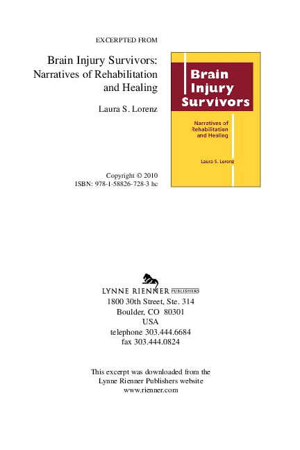 (PDF) Brain injury survivors: Narratives of rehabilitation and healing