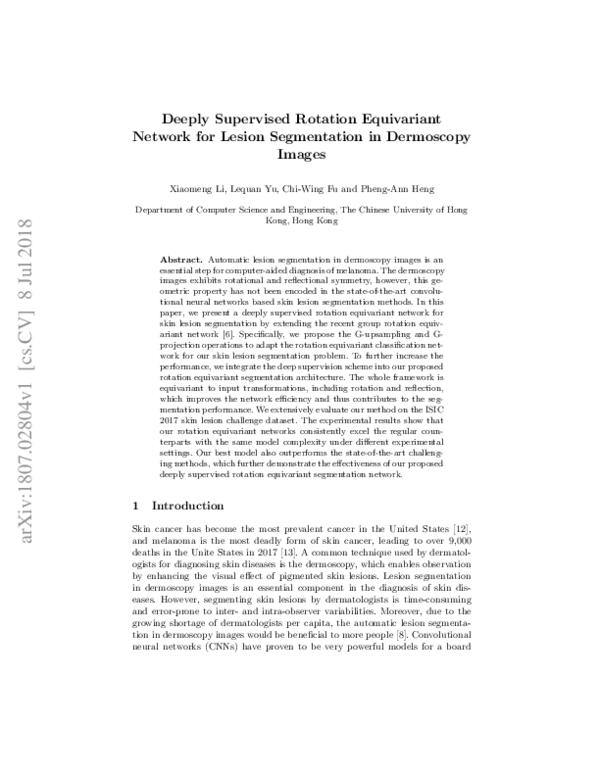 (PDF) Deeply Supervised Rotation Equivariant Network for Lesion ...