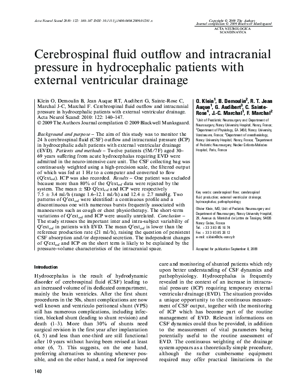(PDF) Cerebrospinal fluid outflow and intracranial pressure in ...