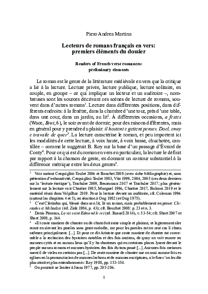 (PDF) Lecteurs de romans en vers : premiers éléments du dossier.