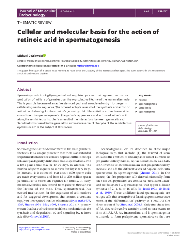(PDF) Cellular and molecular basis for the action of retinoic acid in ...