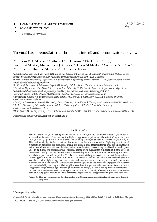 (PDF) Thermal based remediation technologies for soil and groundwater ...