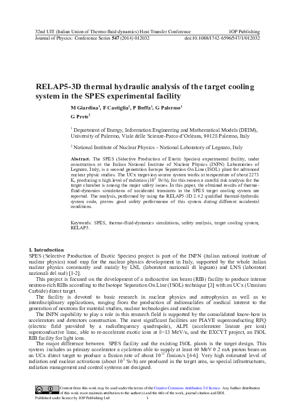 (PDF) RELAP-3D thermal hydraulic analysis of the target cooling system ...
