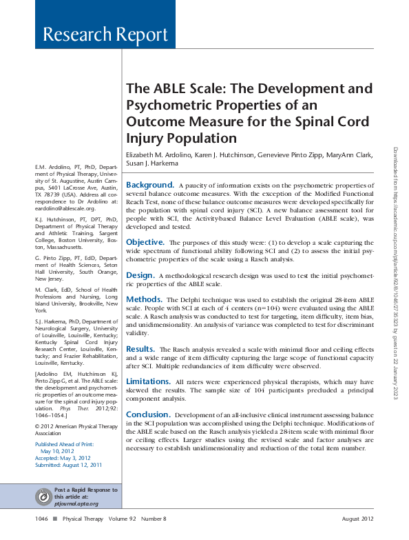 (PDF) The ABLE Scale: The Development and Psychometric Properties of an ...