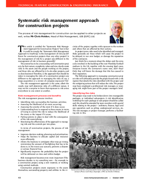 (PDF) Systematic Risk Management Approach for Construction Projects