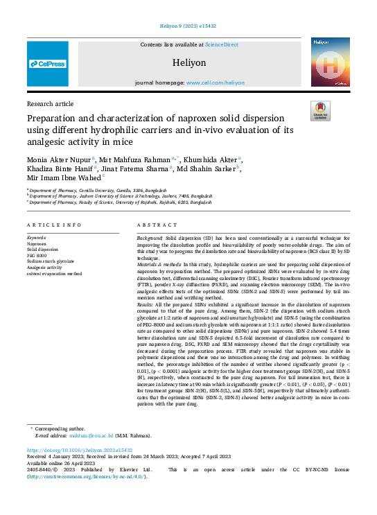 (PDF) Preparation and characterization of naproxen solid dispersion ...