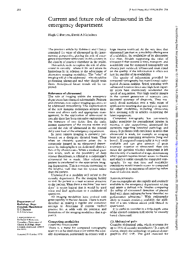 (PDF) Current and future role of ultrasound in the emergency department