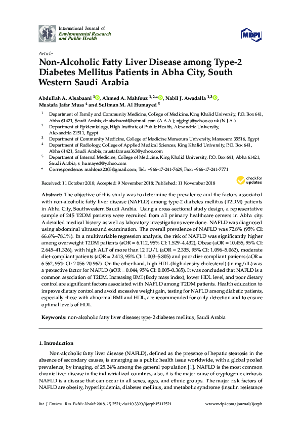 (PDF) Non-Alcoholic Fatty Liver Disease among Type-2 Diabetes Mellitus ...