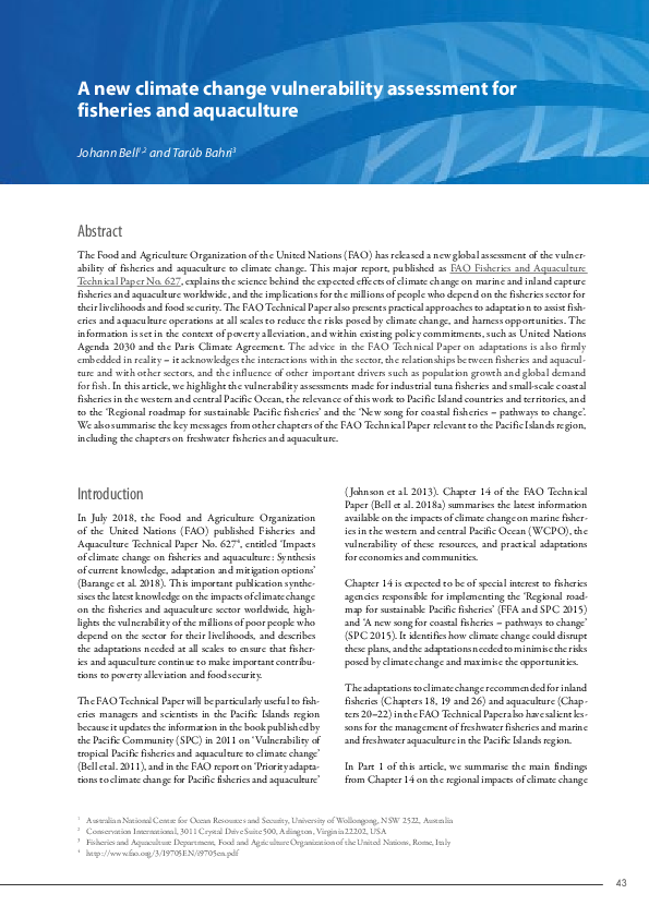 (PDF) A new climate change vulnerability assessment for fisheries and ...
