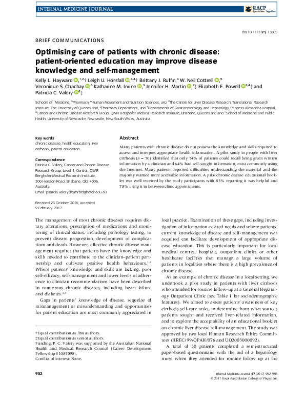 (PDF) Optimising care of patients with chronic disease: patient ...
