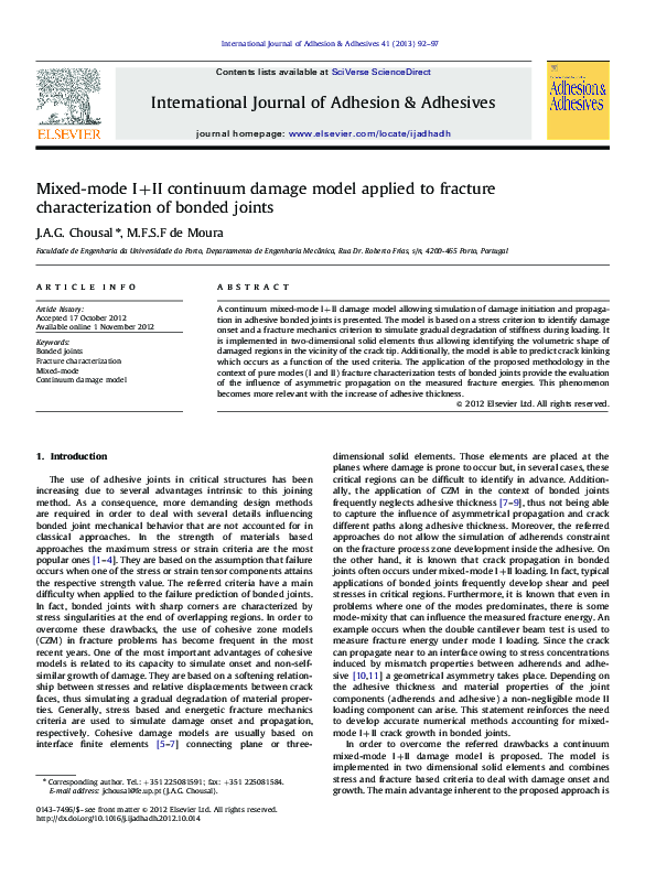 (PDF) Mixed-mode I+II continuum damage model applied to fracture ...