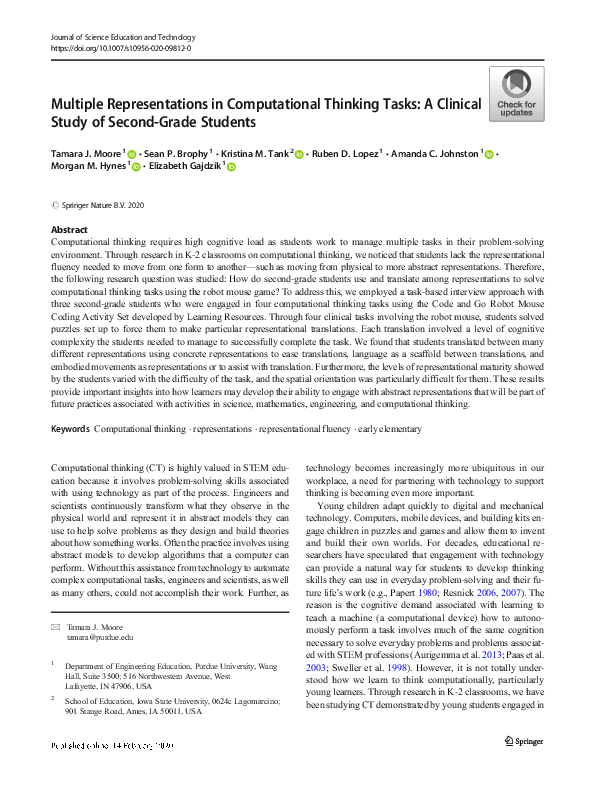 (PDF) Multiple Representations in Computational Thinking Tasks: A ...