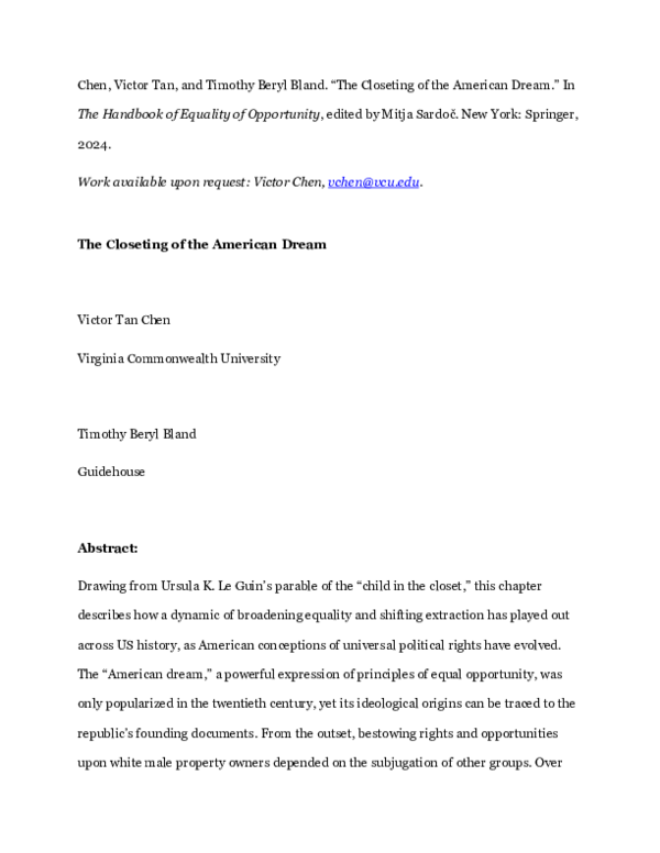 (PDF) The Closeting of the American Dream