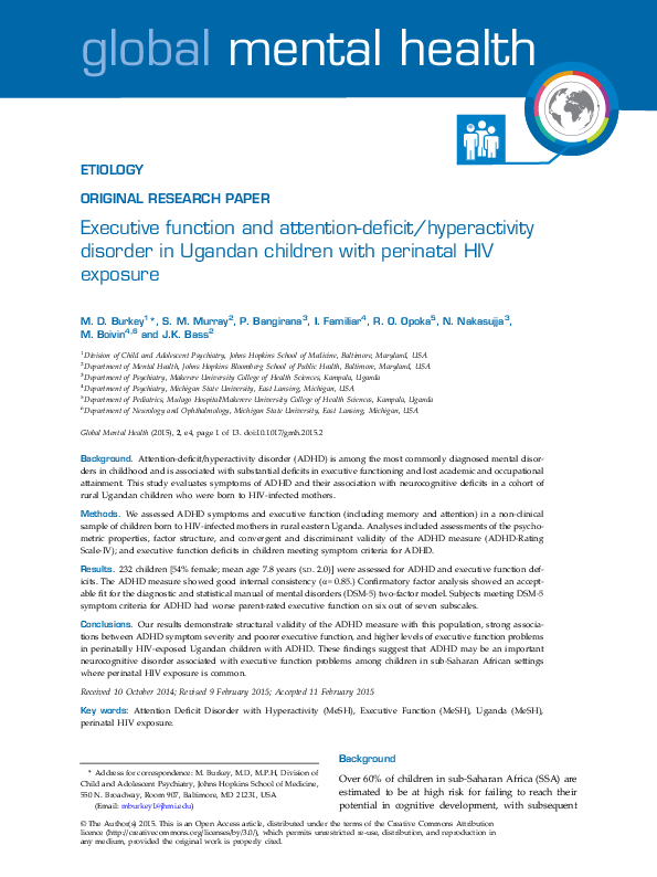 (PDF) Executive function and attention deficit hyperactivity disorder ...