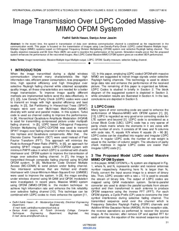 (PDF) Image Transmission Over LDPC Coded Massive-MIMO OFDM System