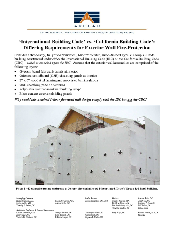 (PDF) IBC vs CBC Exterior Wall Fire Protection Difference
