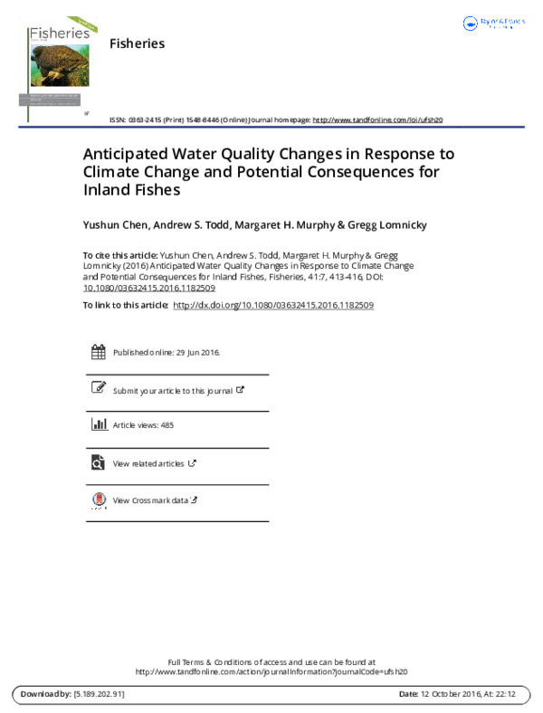 Photo inspiration: Gallery Detail: Pdf Anticipated Water Quality Changes In Response To Climate Change