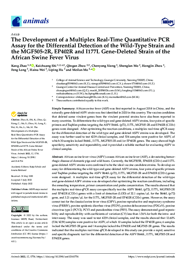 (PDF) The Development of a Multiplex Real-Time Quantitative PCR Assay ...