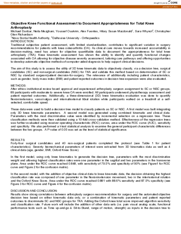 (PDF) Objective knee functional assessment to document appropriateness ...