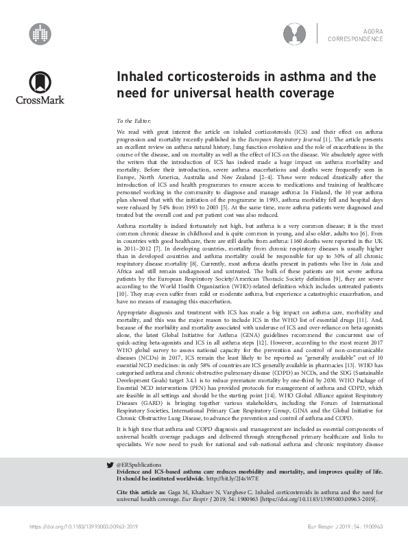 (PDF) Inhaled corticosteroids in asthma and the need for universal ...