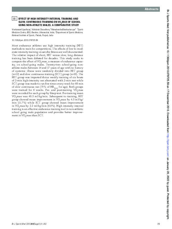 (PDF) Effect of high intensity interval training and slow, continuous ...