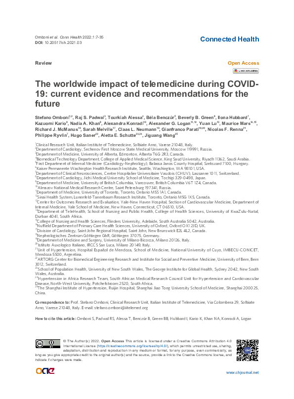 (PDF) The worldwide impact of telemedicine during COVID-19: current ...