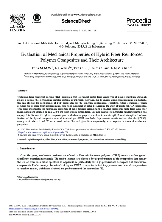 (PDF) Evaluation of mechanical properties of hybrid composite laminates ...