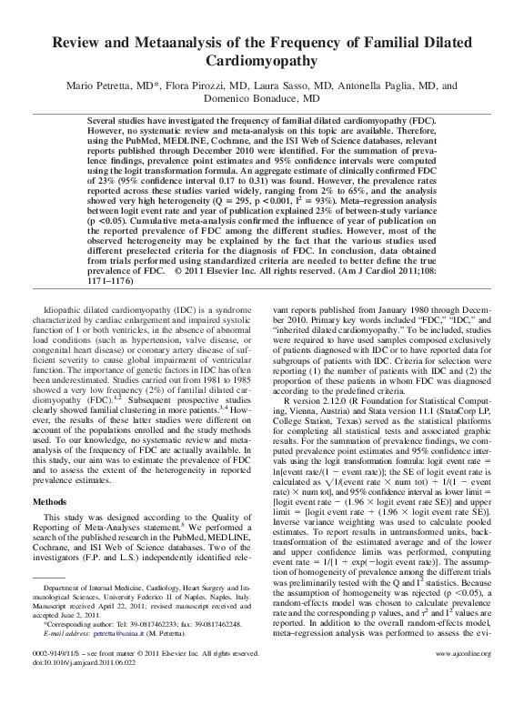 (PDF) Review and Metaanalysis of the Frequency of Familial Dilated ...
