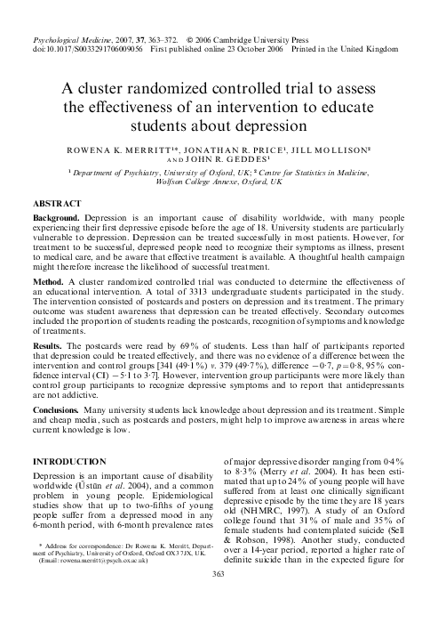 (PDF) A cluster randomized controlled trial to assess the double burden ...