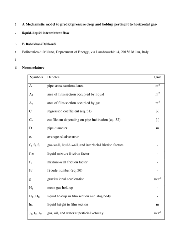(PDF) A mechanistic model to predict pressure drop and holdup pertinent ...