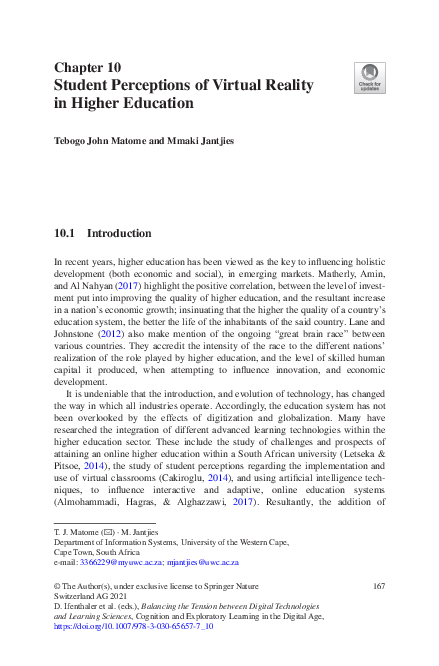 (PDF) Student Perceptions of Virtual Reality in Higher Education