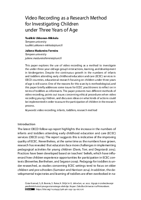 (PDF) Video Recording as a Research Method for Investigating Children ...