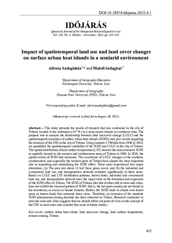 (PDF) Impact of spatiotemporal land use and land cover changes on ...