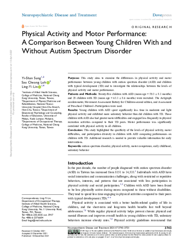 (PDF) Physical Activity and Motor Performance: A Comparison Between ...